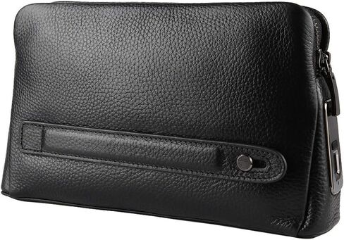 Brrnoo Zipper Wallet, Fingerprint Lock Leather Handbag Wallet, Smart Fingerprint Security Anti Theft Handbag Men Zipper Leather Wallet in Kuwait