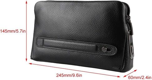 Brrnoo Zipper Wallet, Fingerprint Lock Leather Handbag Wallet, Smart Fingerprint Security Anti Theft Handbag Men Zipper Leather Wallet in Kuwait