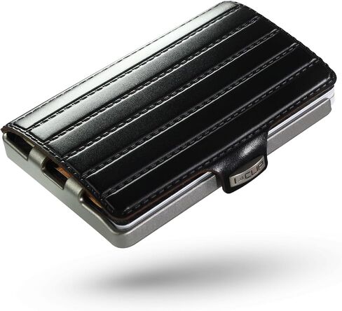 I-CLIP Original Slim Wallet - Leder Geldbörse mit Geldklammer - Mini Wallet für Karten und Geldscheine- Schwarzes Saddleleder mit silbernem Rahmen in Saudi Arabia