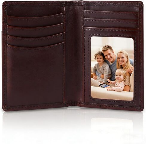 Small Card Case Slim Mens Bifold Wallet，Thin Travel Minimalist Leather Wallet for Men， Credit Card Holder for Men(brown) in Kuwait