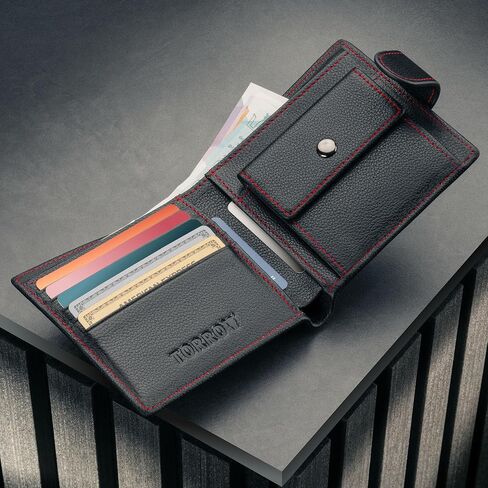 TORRO Classic Leather Wallet – Premium Leather Classic Bifold Wallet with Card Slots, Coin Pocket and RFID Protection (Black) in Kuwait
