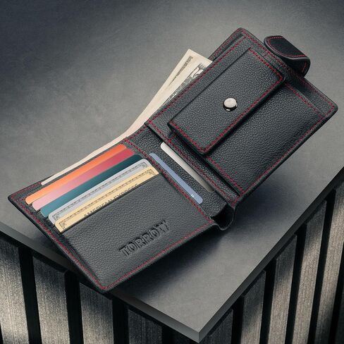 TORRO Classic Leather Wallet – Premium Leather Classic Bifold Wallet with Card Slots, Coin Pocket and RFID Protection (Black) in Kuwait
