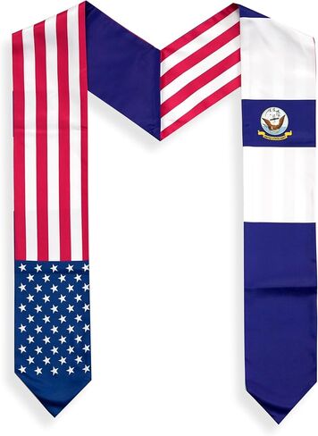 USA And Navy Flag Graduation Stole,Satin Embroidery Graduation Sash for International Students,72 Inch Length. in Kuwait