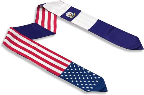 USA And Navy Flag Graduation Stole,Satin Embroidery Graduation Sash for International Students,72 Inch Length. in Kuwait