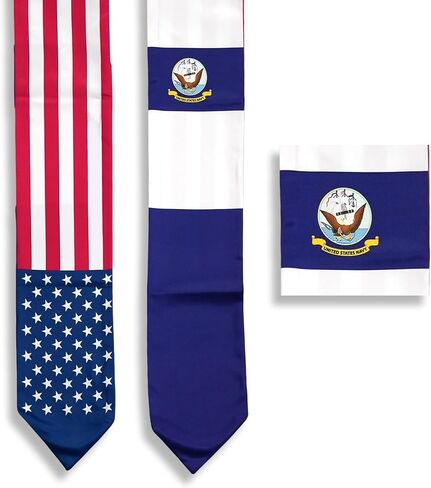USA And Navy Flag Graduation Stole,Satin Embroidery Graduation Sash for International Students,72 Inch Length. in Kuwait