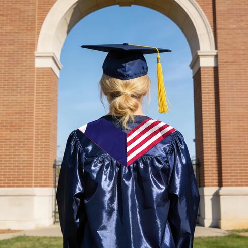 USA And Navy Flag Graduation Stole,Satin Embroidery Graduation Sash for International Students,72 Inch Length. in Kuwait