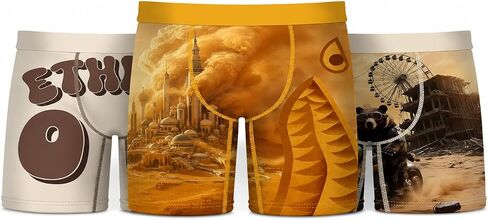 سروال بوكسر متوسط ​​الطول للرجال من Ethika، قابل للتمدد في 4 اتجاهات - عبوة بنية - L in Kuwait