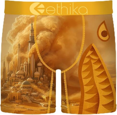 سروال بوكسر متوسط ​​الطول للرجال من Ethika، قابل للتمدد في 4 اتجاهات - عبوة بنية - L in Kuwait