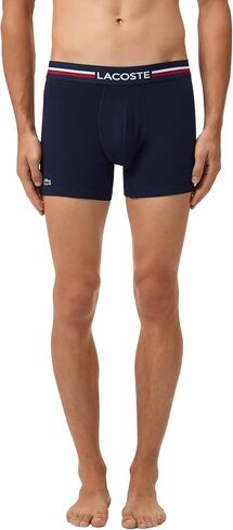 Lacoste Men's Cotton Stretch Tricolor Waistband Boxer Briefs, 3-Pack (Amazon Exclusives), Navy Blue, 3X-Large in Kuwait
