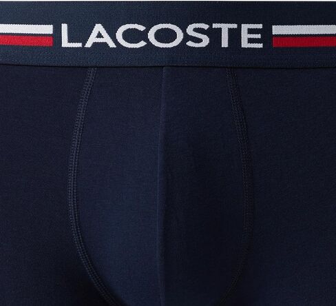 Lacoste Men's Cotton Stretch Tricolor Waistband Boxer Briefs, 3-Pack (Amazon Exclusives), Navy Blue, 3X-Large in Kuwait