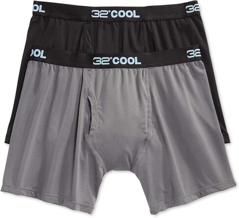 32 Degrees Mens 2 Pack Active Mesh Boxer Brief, Black/Charcoal, XLarge in Kuwait