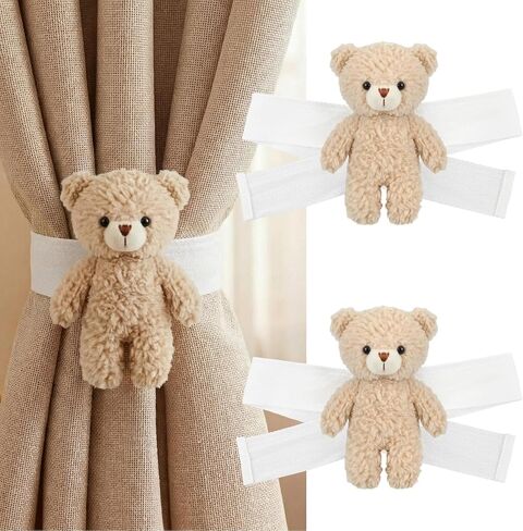 Chumia 2 Pack Moon Bear Curtain Tiebacks Cute Nursery Decor Cartoon Bears Curtain Ties Decorative Animal Shape Holdbacks for Nursery Jungle Theme Rooms Office Living Room in Kuwait