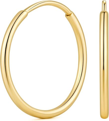 Gold Hoop Earrings Gold Earrings for Women 14K Gold Hoop Earrings for Women Hoops Earring for Womens Polished Circle and Flowing Lines Hoops Earring 10/12/14/16/18/20mm in Saudi Arabia