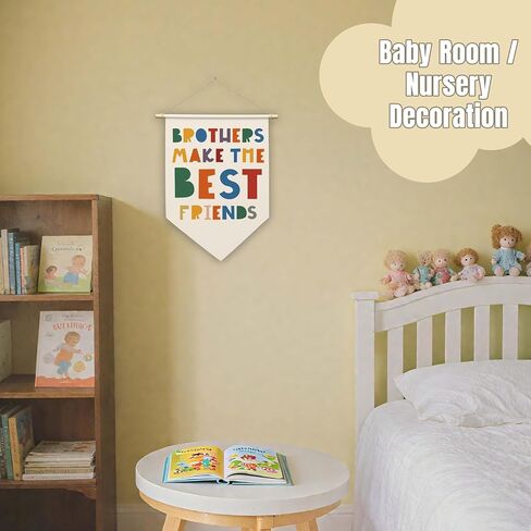 Canvas Hanging Pennant Flag, Brothers Make the Best Friends - Hanging Banner Wall Sign Decor Gifts, Nursery Toddler Bedroom Decor, Birthday Christmas Wall Art Decoration Gifts For Baby Kids Boys, 03 in Saudi Arabia