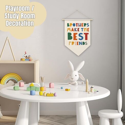 Canvas Hanging Pennant Flag, Brothers Make the Best Friends - Hanging Banner Wall Sign Decor Gifts, Nursery Toddler Bedroom Decor, Birthday Christmas Wall Art Decoration Gifts For Baby Kids Boys, 03 in Saudi Arabia