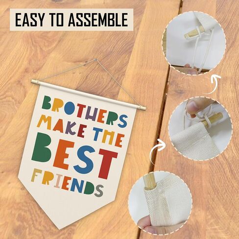 Canvas Hanging Pennant Flag, Brothers Make the Best Friends - Hanging Banner Wall Sign Decor Gifts, Nursery Toddler Bedroom Decor, Birthday Christmas Wall Art Decoration Gifts For Baby Kids Boys, 03 in Saudi Arabia