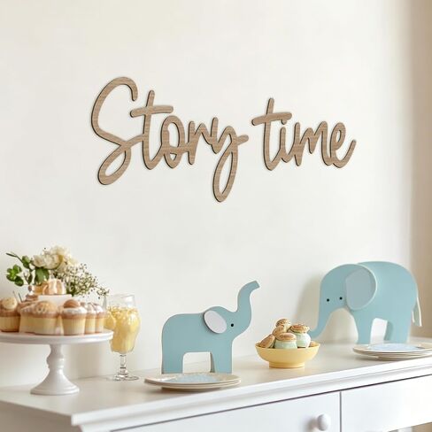 JarThenaAMCS Story Time Wooden Sign Story Telling Reading Corner Sign Rustic Nursery Wall Decor for Kids Bedroom Bookshelf Home Decor Birthday DIY Crafts Baby Gift in Kuwait