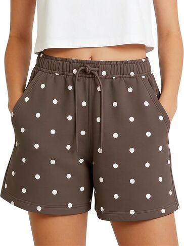 TERIVEEK Polka Dot Shorts Women Summer Casual Drawstring High Waist Lounge Workout Sweat Shorts with Pockets in Saudi Arabia
