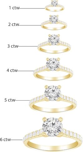3.5 to 5.5 Carat 14K White Gold LAB GROWN Round Cut Diamond Prong Set Solitaire Diamond Engagement Ring Band Wedding Ring for Women (E-F Color VS1-VS2 Clarity) in Kuwait