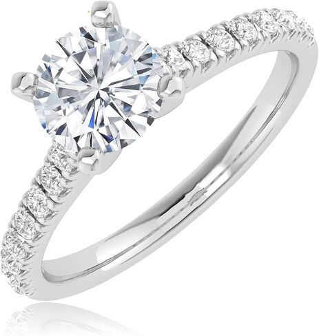 3.5 to 5.5 Carat 14K White Gold LAB GROWN Round Cut Diamond Prong Set Solitaire Diamond Engagement Ring Band Wedding Ring for Women (E-F Color VS1-VS2 Clarity) in Kuwait