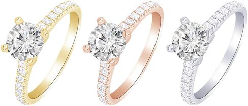 3.5 to 5.5 Carat 14K White Gold LAB GROWN Round Cut Diamond Prong Set Solitaire Diamond Engagement Ring Band Wedding Ring for Women (E-F Color VS1-VS2 Clarity) in Kuwait