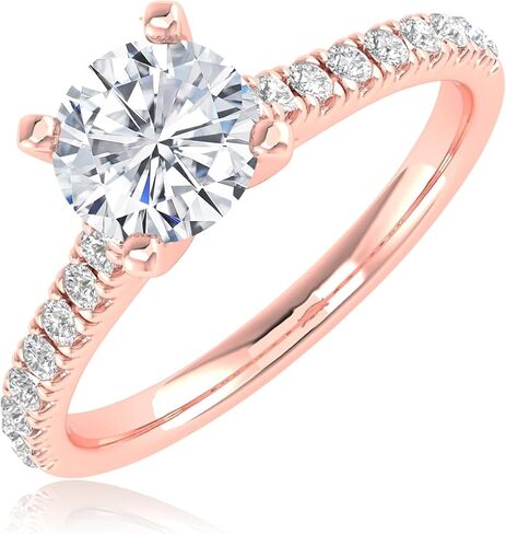 3.5 to 5.5 Carat 14K White Gold LAB GROWN Round Cut Diamond Prong Set Solitaire Diamond Engagement Ring Band Wedding Ring for Women (E-F Color VS1-VS2 Clarity) in Kuwait