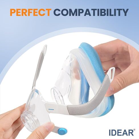 Memory Foam F20 Mask Medium Compatible with ResMed AirTouch F20 Medium, Ultra-Soft & Superior Resilience with Latest Memory Foam Technology - IDEAR Reusable Full Face F20 Mask CPAP Supplies - Blue in Saudi Arabia
