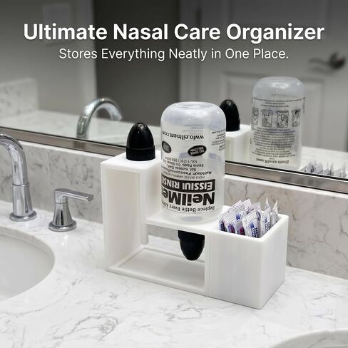 exSNexu Drying Stand Suitable for NeilMed Nasal Rinse Bottles | Integrated Storage Stand with Medication Packet Storage Slot | Drainage Rack Suitable for 240ml Nasal Rinse Bottles in Kuwait