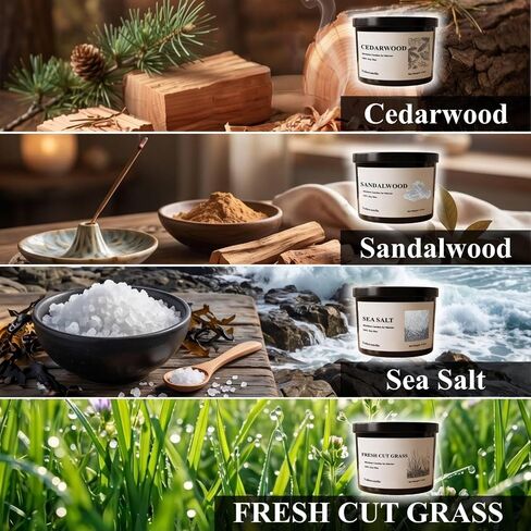 VOHO Wickless Candles for Candle Warmer Lamp, Set of 4 Scented Candles for Men Fathers Day Birthday Christmas Valentines Gifts, 26oz Soy Candle Sets for Candle Warmer(Cedar/Sandalwood/Sea Salt/Grass) in Saudi Arabia