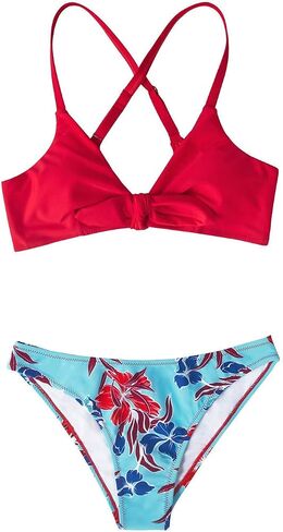 CUPSHE Women's Red Floral Print Knot Adjustable Bikini Sets in Kuwait