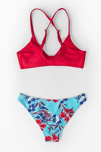 CUPSHE Women's Red Floral Print Knot Adjustable Bikini Sets in Kuwait