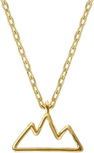 Mountain Outline Necklace, MUSTHAVE 18K Gold Plated Simple Line Nature Necklace, Minimal Nature-Inspired Pendant Jewelry for Women, Outdoor Lover Gift, Delicate Everyday Chain, 16+2 inch, Gift Card, Birthday, BFF, Unisex (Yellow Gold) in Saudi Arabia