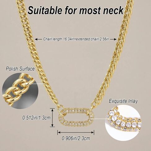 Gold Necklace For Women, Thick Necklace, Cuban Link Chain Choker Hypoallergenic Trendy Necklaces For Women Non Tarnish Jewelry Gifts in Saudi Arabia