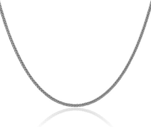 IceCarats 14K White Gold 2.35mm Thin Spiga Wheat Chain Necklace, Polished in Kuwait