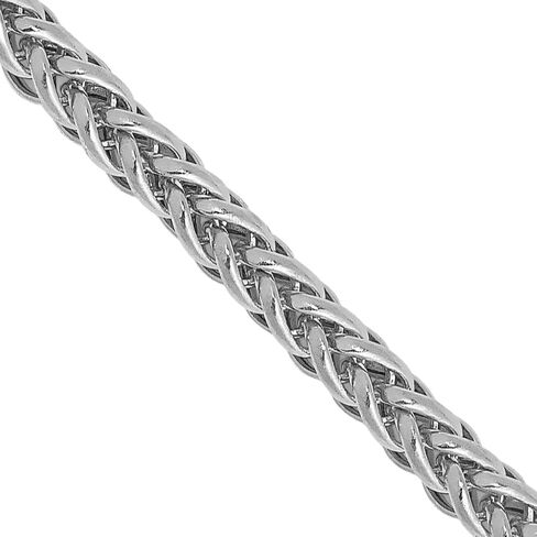 IceCarats 14K White Gold 2.35mm Thin Spiga Wheat Chain Necklace, Polished in Kuwait