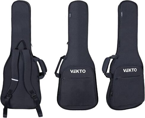 VEKTO Electric Guitar Gig Bag 40 Inch, Lightweight Soft Guitar Case with 0.4 Inch Thick Padding, Waterproof Backpack Style with Storage Pockets, Portable Guitar Bag for Travel, Black in Saudi Arabia