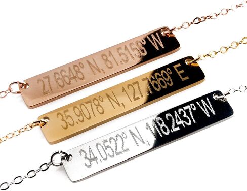 Customize your Personalized Necklace Coordinate Bar Necklace 16K Plated Gold Rose Gold Silver multi occasions valentine's Day Christmas Bridesmaid Wedding gift in Kuwait