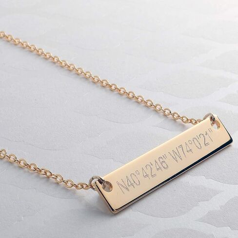 Customize your Personalized Necklace Coordinate Bar Necklace 16K Plated Gold Rose Gold Silver multi occasions valentine's Day Christmas Bridesmaid Wedding gift in Kuwait