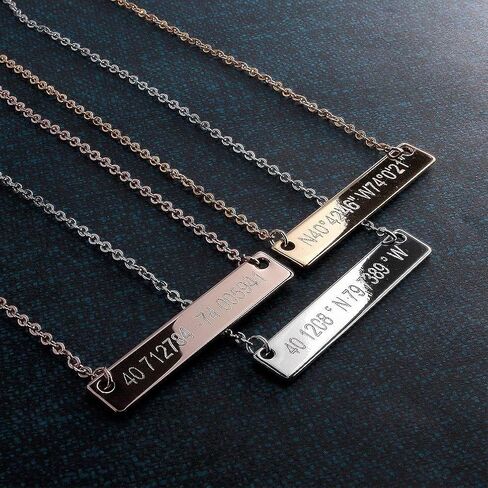 Customize your Personalized Necklace Coordinate Bar Necklace 16K Plated Gold Rose Gold Silver multi occasions valentine's Day Christmas Bridesmaid Wedding gift in Kuwait