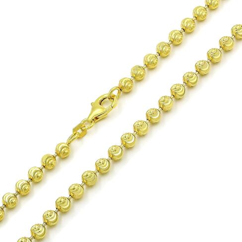 Giorgio Bergamo 925 Italian Sterling Silver 2mm - 4mm Ball Bead Moon Cut Chain, Yellow Gold Dog Tag Solid Necklace or Bracelet in Saudi Arabia