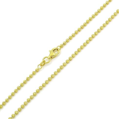 Giorgio Bergamo 925 Italian Sterling Silver 2mm - 4mm Ball Bead Moon Cut Chain, Yellow Gold Dog Tag Solid Necklace or Bracelet in Saudi Arabia