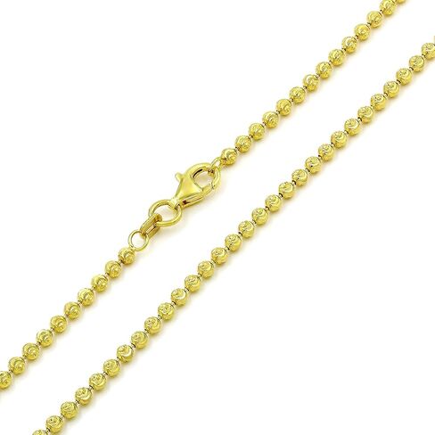 Giorgio Bergamo 925 Italian Sterling Silver 2mm - 4mm Ball Bead Moon Cut Chain, Yellow Gold Dog Tag Solid Necklace or Bracelet in Saudi Arabia