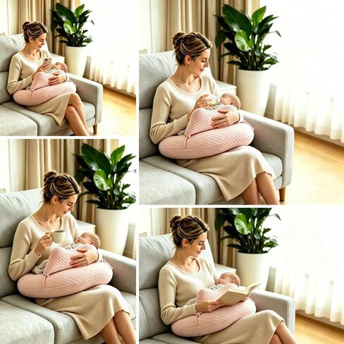 WYXunPlanet Nursing Pillow, Breastfeeding Pillow for Breastfeeding and Bottle Feeding to Reduce Strain on arms and Back, Better Support Baby,Waist Adjustable,Knitted Cotton Cover,Removable, Pink in Kuwait