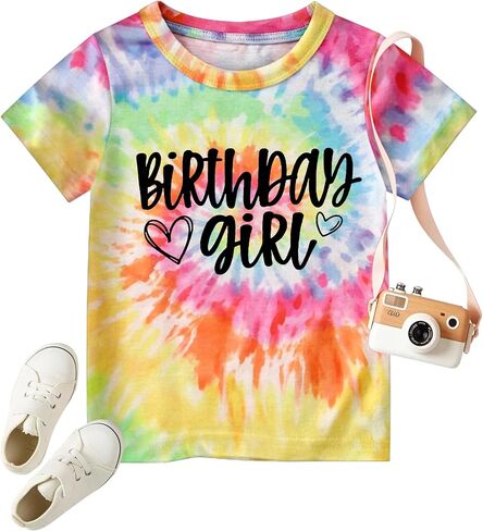 Birthday Girl Shirt Toddler Kids Girl T-Shirt Rainbow Birthday Outfits Summer Tees B-Day Gifts Party Tops 3-7Y in Saudi Arabia