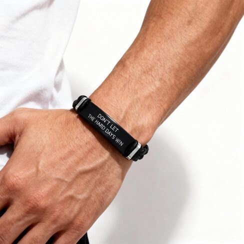 to My Son Bracelet from Mom Dad, Engraved “Don’t Let The Hard Days Win" Leather Bracelet, Inspirational Gift for Son Birthday Graduation Christmas Encouragement Jewelry for Him in Saudi Arabia
