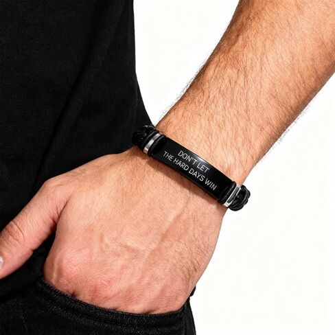 to My Son Bracelet from Mom Dad, Engraved “Don’t Let The Hard Days Win" Leather Bracelet, Inspirational Gift for Son Birthday Graduation Christmas Encouragement Jewelry for Him in Saudi Arabia