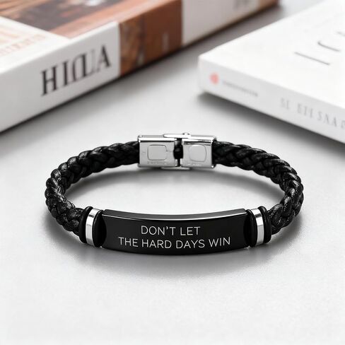 to My Son Bracelet from Mom Dad, Engraved “Don’t Let The Hard Days Win" Leather Bracelet, Inspirational Gift for Son Birthday Graduation Christmas Encouragement Jewelry for Him in Saudi Arabia