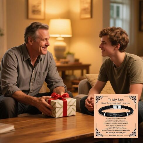 to My Son Bracelet from Mom Dad, Engraved “Don’t Let The Hard Days Win" Leather Bracelet, Inspirational Gift for Son Birthday Graduation Christmas Encouragement Jewelry for Him in Saudi Arabia