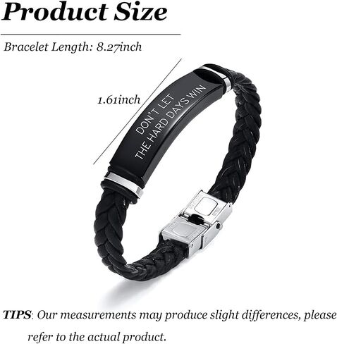 to My Son Bracelet from Mom Dad, Engraved “Don’t Let The Hard Days Win" Leather Bracelet, Inspirational Gift for Son Birthday Graduation Christmas Encouragement Jewelry for Him in Saudi Arabia