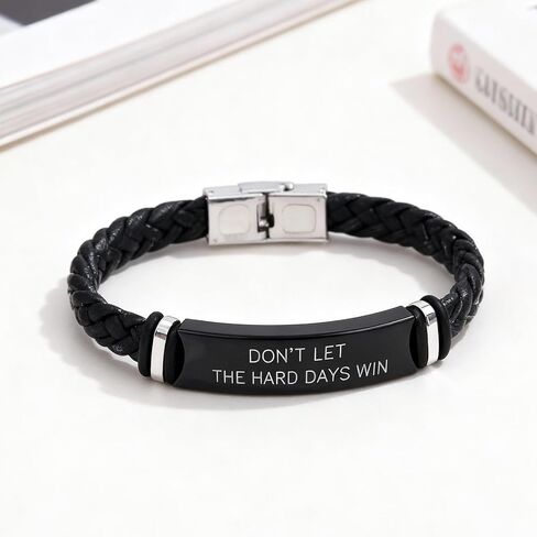 to My Son Bracelet from Mom Dad, Engraved “Don’t Let The Hard Days Win" Leather Bracelet, Inspirational Gift for Son Birthday Graduation Christmas Encouragement Jewelry for Him in Saudi Arabia